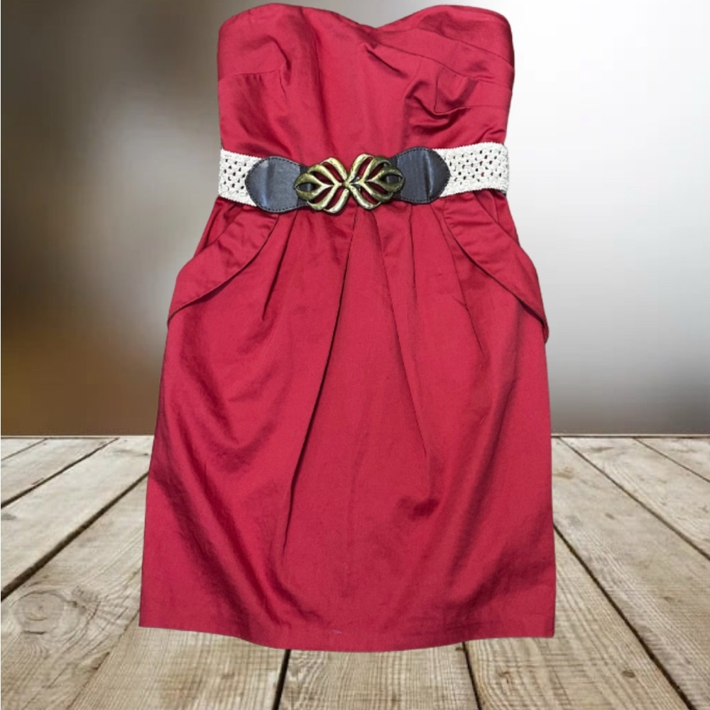 IZ Byer Strapless Dress with Belt